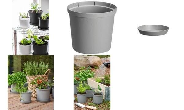 orthex Blumentopf CULTIVATE, Durchmesser: 120 mm, grau (63500143)-1
