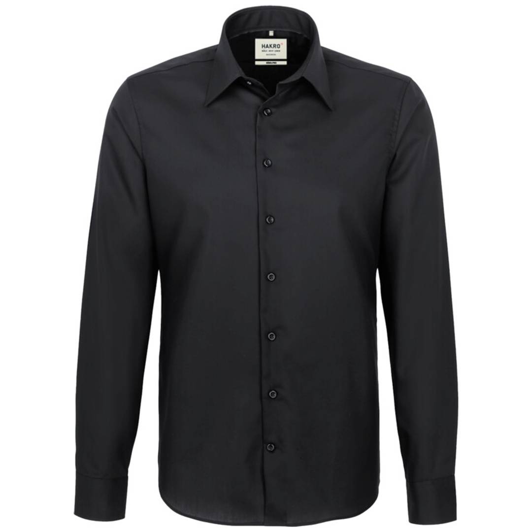 HAKRO Hakro Herren Hemd Business Regular Fit #105 Gr. M schwarz