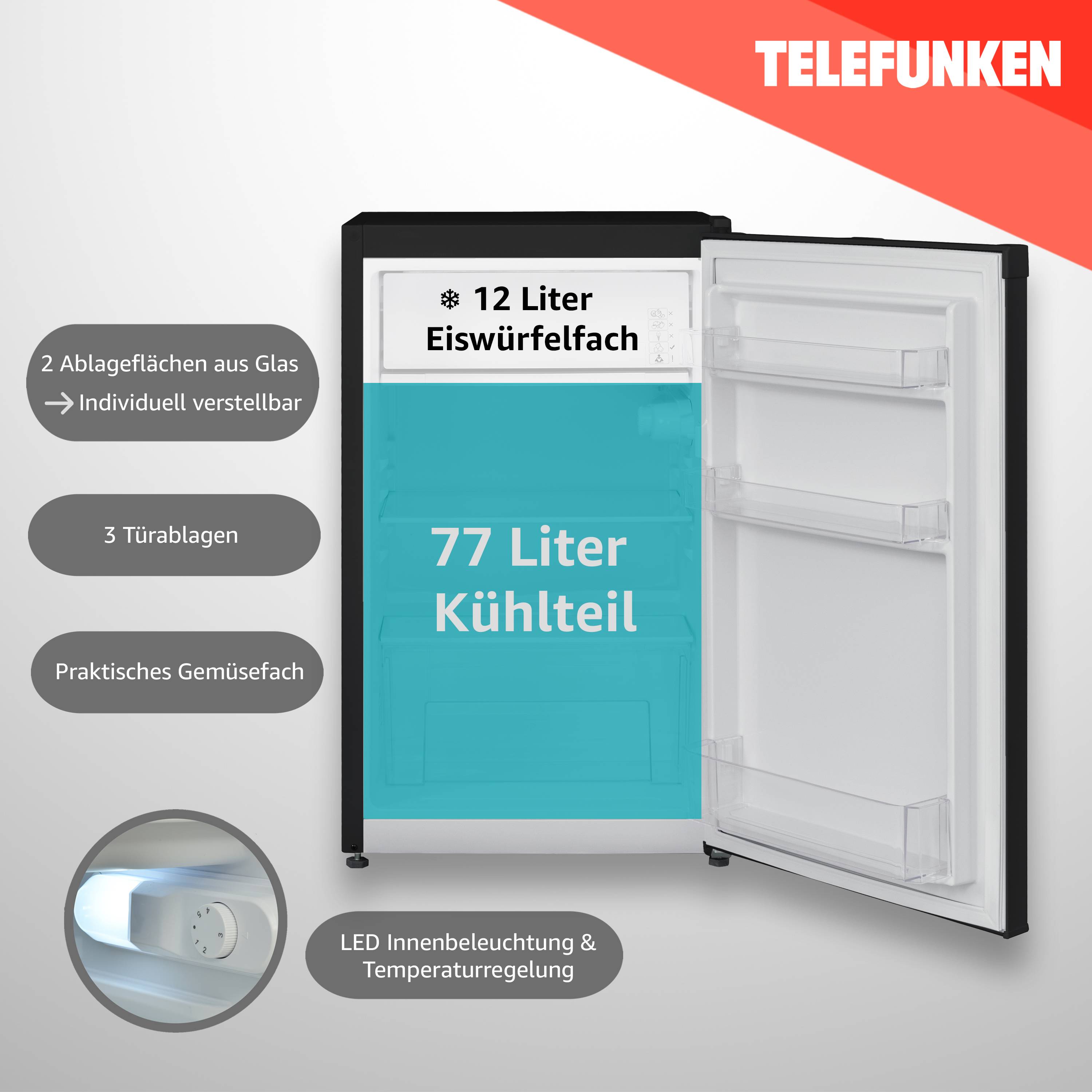 TELEFUNKEN CF-33-101-2 Kühlschrank mit Gefrierfach (nur für Eiswürfel) | Freistehend | 89 Liter-2