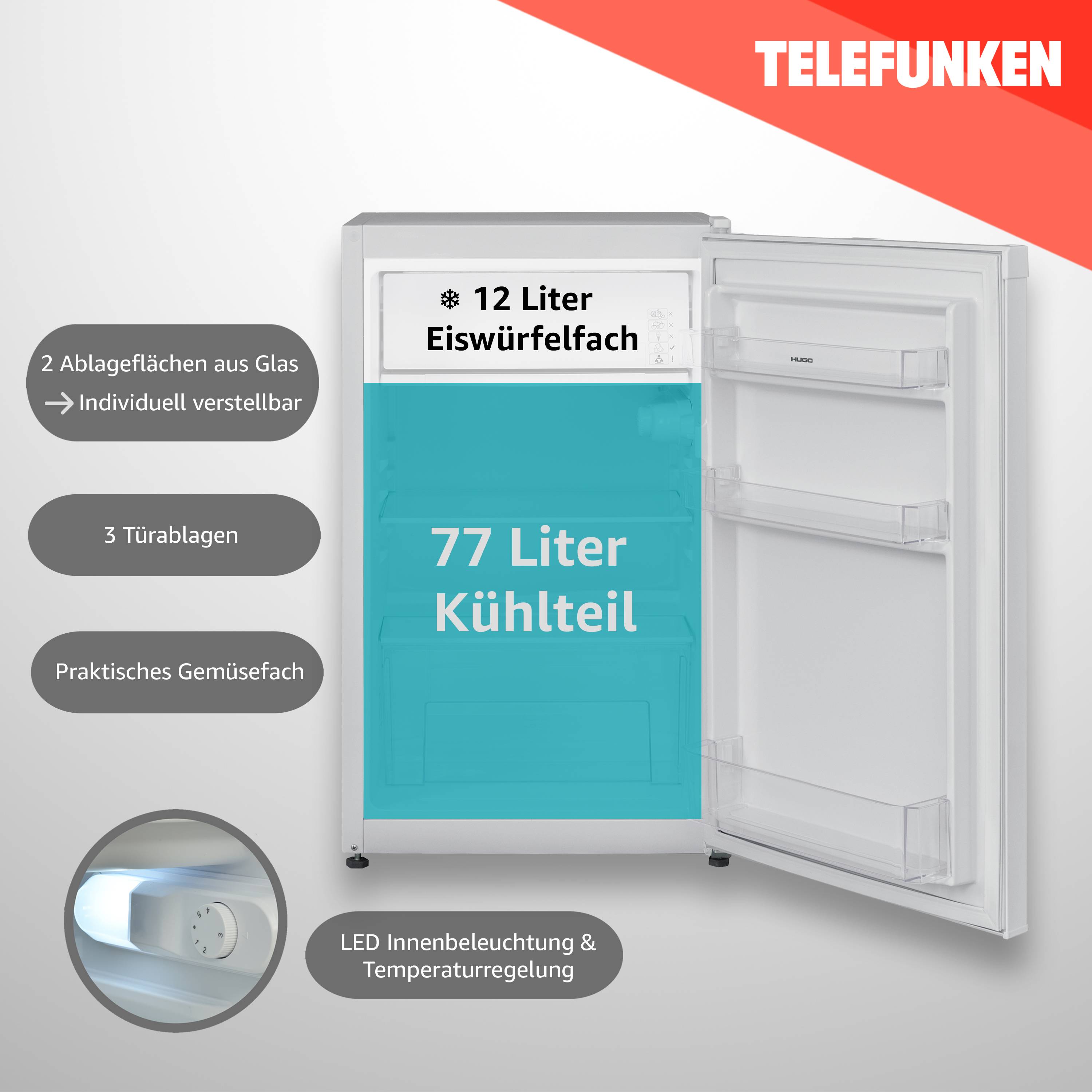 TELEFUNKEN CF-33-101-2 Kühlschrank mit Gefrierfach (nur für Eiswürfel) | Freistehend | 89 Liter-2