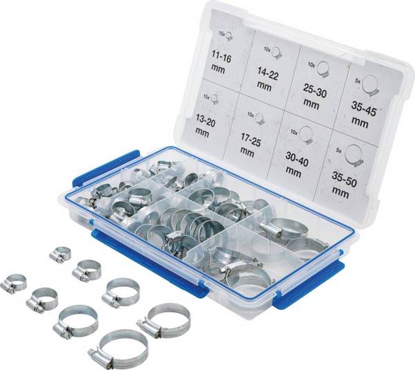 Schlauchschellen-Sortiment 9547 Ausführung 80-tlg Spannbereich 13-16, 12-20, 16-22, 19-25, 25-35, 30-40, 35-45, 35-50 mm