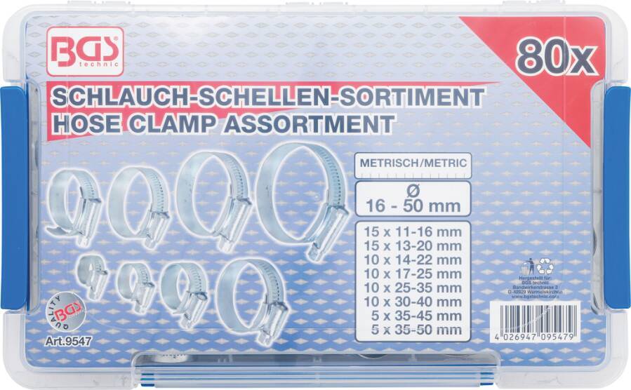 Schlauchschellen-Sortiment 9547 Ausführung 80-tlg Spannbereich 13-16, 12-20, 16-22, 19-25, 25-35, 30-40, 35-45, 35-50 mm-2