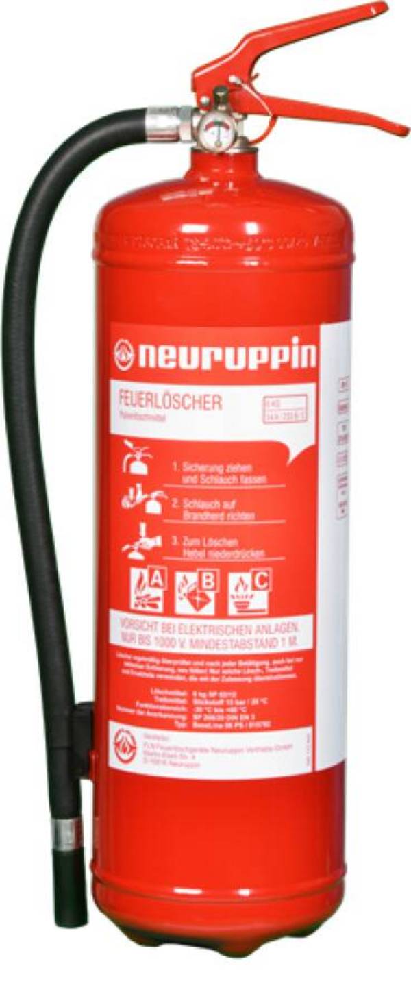 Pulverfeuerlöscher mit Wandhalter Dauerdrucktechnik 932131803B Löschmittel 6 kg Pulver Typ BaseLine 06 geeignet für Bran