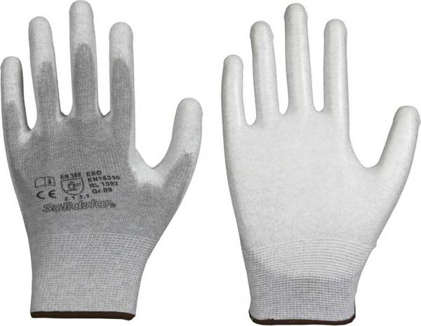 Feinstrick-Schutzhandschuh antistatisch PU 71065607 Größe 07 Farbe grau Trägermaterial Polyester / Karbonfaser Gauge - M