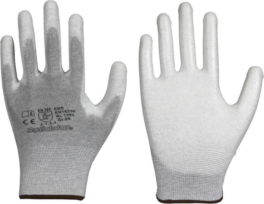 Feinstrick-Schutzhandschuh antistatisch PU 71065607 Größe 07 Farbe grau Trägermaterial Polyester / Karbonfaser Gauge - M-0