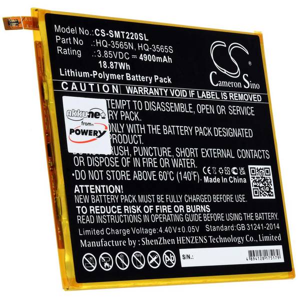 Akku für Tablet Samsung Galaxy Tab A7 Lite 8.7 2021, 3,85V, Li-Polymer