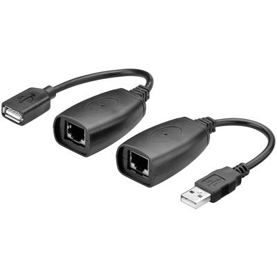 Goobay 93321 USB Verlängerung / USB auf CAT Adapter überbrückt bis 40m / Max. 12 Mbits Ethernet Adapterkabel / Schwarz-0