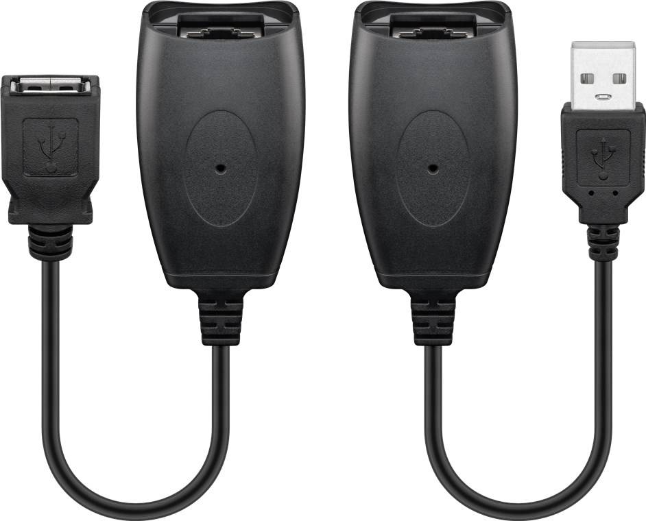 Goobay 93321 USB Verlängerung / USB auf CAT Adapter überbrückt bis 40m / Max. 12 Mbits Ethernet Adapterkabel / Schwarz-1