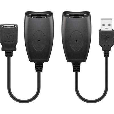 Goobay 93321 USB Verlängerung / USB auf CAT Adapter überbrückt bis 40m / Max. 12 Mbits Ethernet Adapterkabel / Schwarz-1
