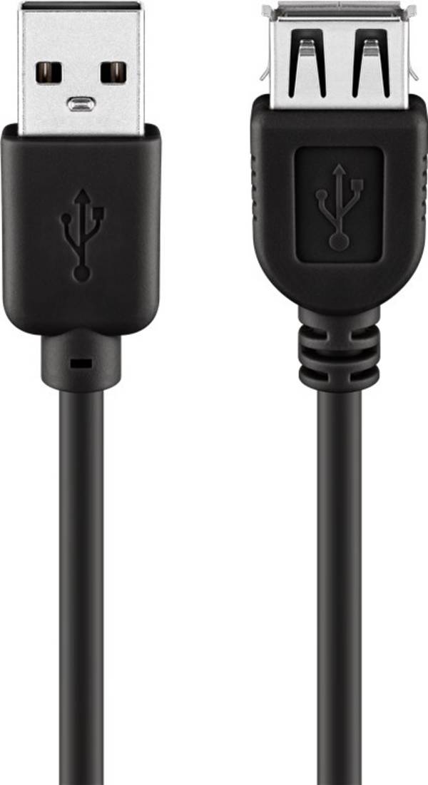 Goobay 68903 USB Verlängerung / USB 2.0 Typ A Anschlüsse Verlängerungskabel / 480 Mbits USB Kabel / Schwarz / 1,8m