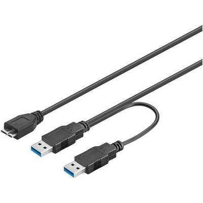 Goobay 95746 Dual USB Y Kabel Splitterkabel / USB A 3.0 auf USB Micro Stecker / USB Weiche externe Festplatte / 30 cm