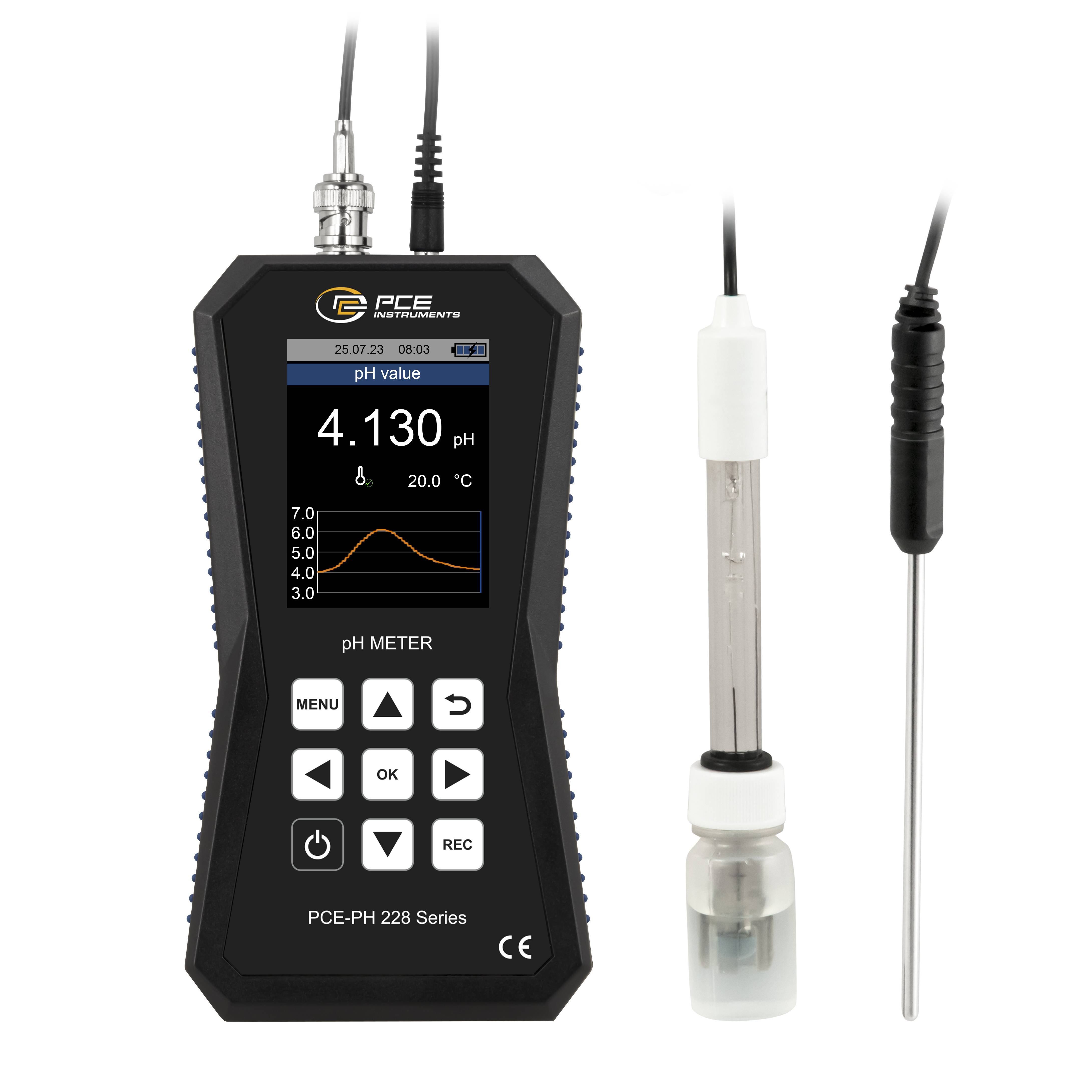 PCE Instruments Hochpräzises pH-Messgerät PCE-PH 228 inkl. Elektrode & Sensor |ph-Wert Temperatur Redox ORP |GLP Konform-1