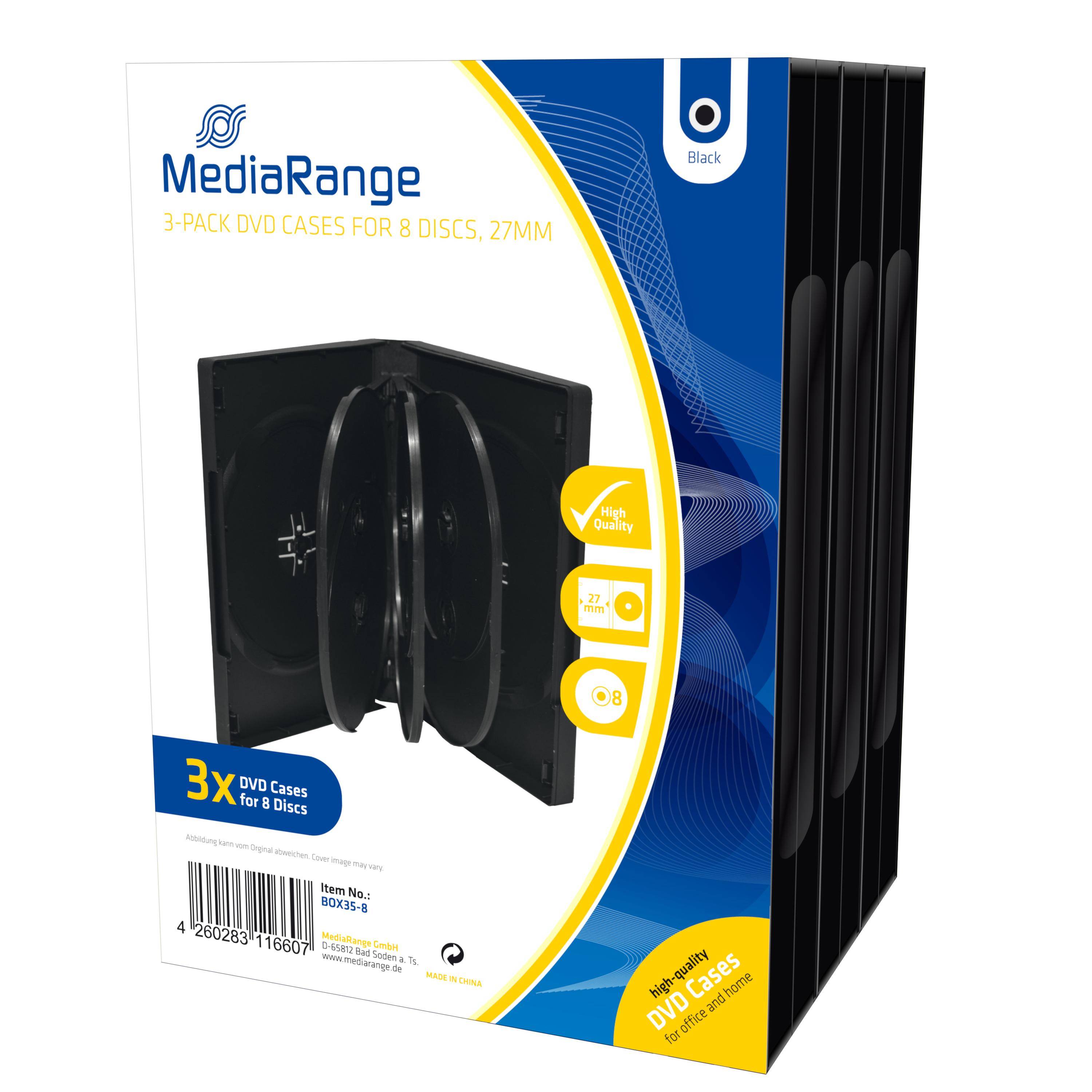 MEDIARANGE BOX35-8 - Schmuckschatulle - 8 Disks - Schwarz - Kunststoff - 120 mm-0