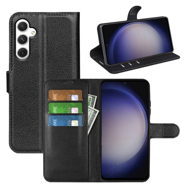 Für Samsung Galaxy S24 Smart Handy Tasche Schwarz Etuis Kunst-Leder Hülle Cover Case Book