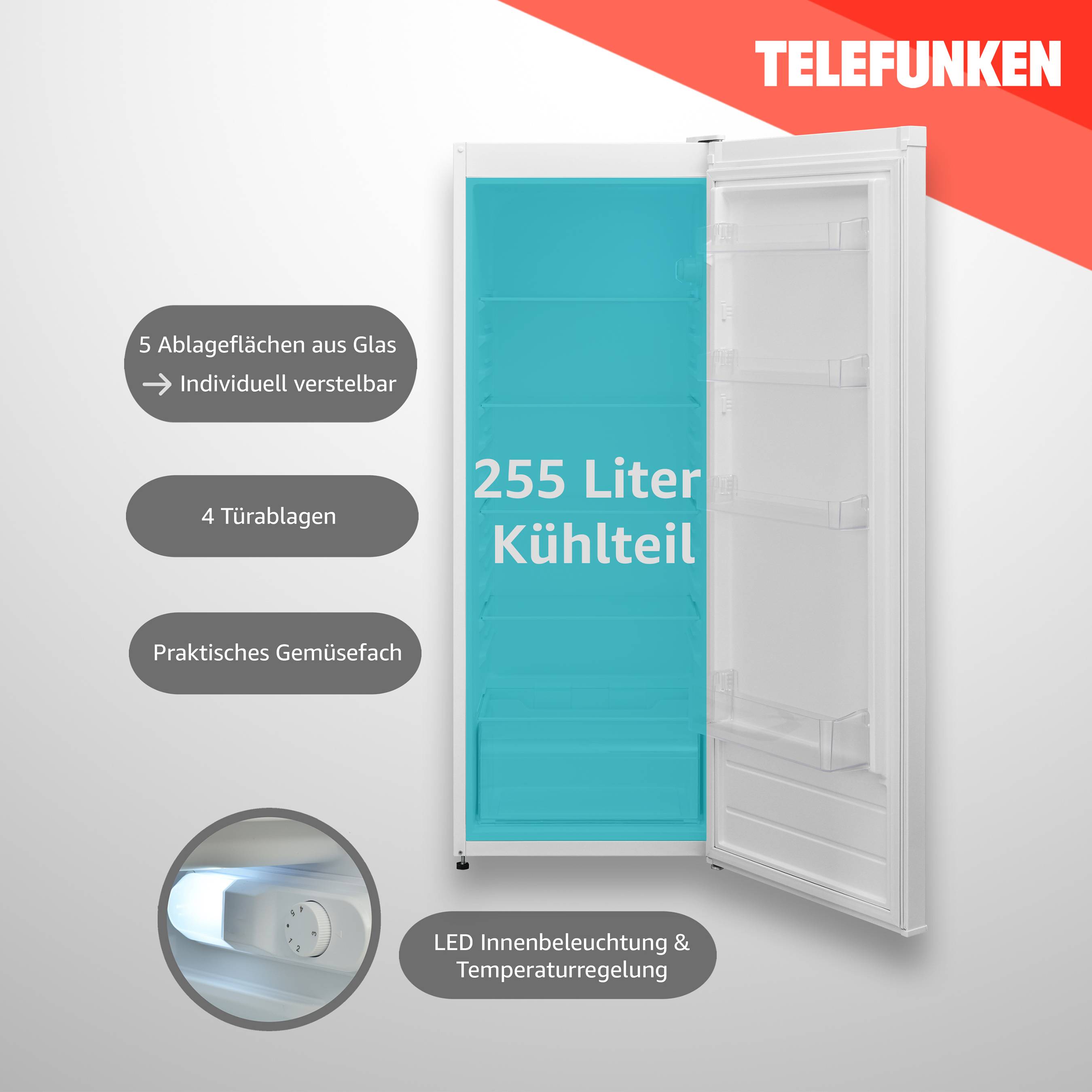 TELEFUNKEN KTFK265E2 Kühlschrank ohne Gefrierfach 255 Liter | Standkühlschrank groß | Vollraumkühlschrank freistehend-2