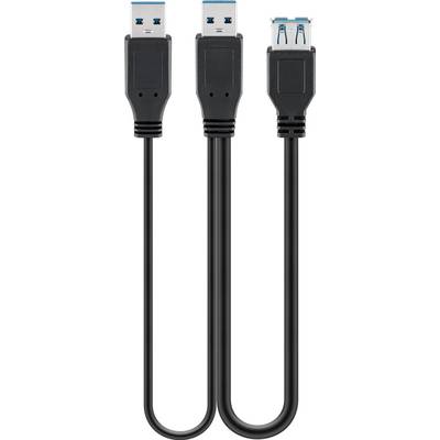 Goobay USB 3.0 Dual Power SuperSpeed Kabel, Schwarz USB 3.0-Stecker (Typ A) + USB 3.0-Stecker (Typ A) > USB 3.0-Buchse (