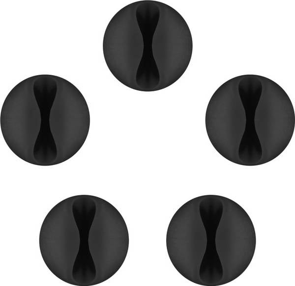 Goobay Kabelmanagement 1-Slot, schwarz 5er-Set zum Ordnen und Fixieren, ablösbar Schwarz
