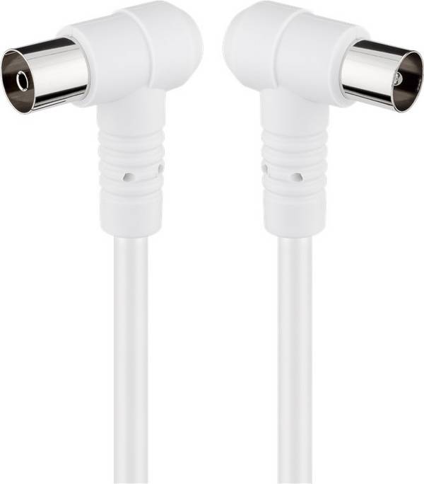 Goobay Gewinkeltes Antennenkabel (80 dB), 2x geschirmt Koax-Stecker 90° > Koax-Buchse 90° (vollständig geschirmt) 5 m