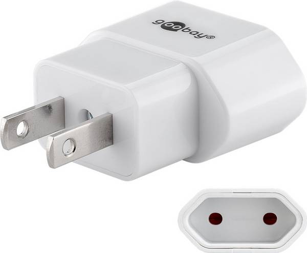 Goobay Netzadapter US/Japan, Weiß Eurostecker (Typ C, CEE 7/16) > US-/Japan-Stecker (Typ A, NEMA 1-15, 2-polig)