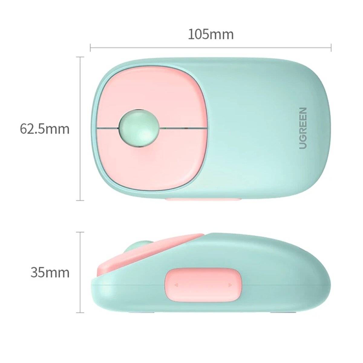 Ugreen MU102 FUN+ Bluetooth / 2,4 GHz kabellose Maus Pink-1