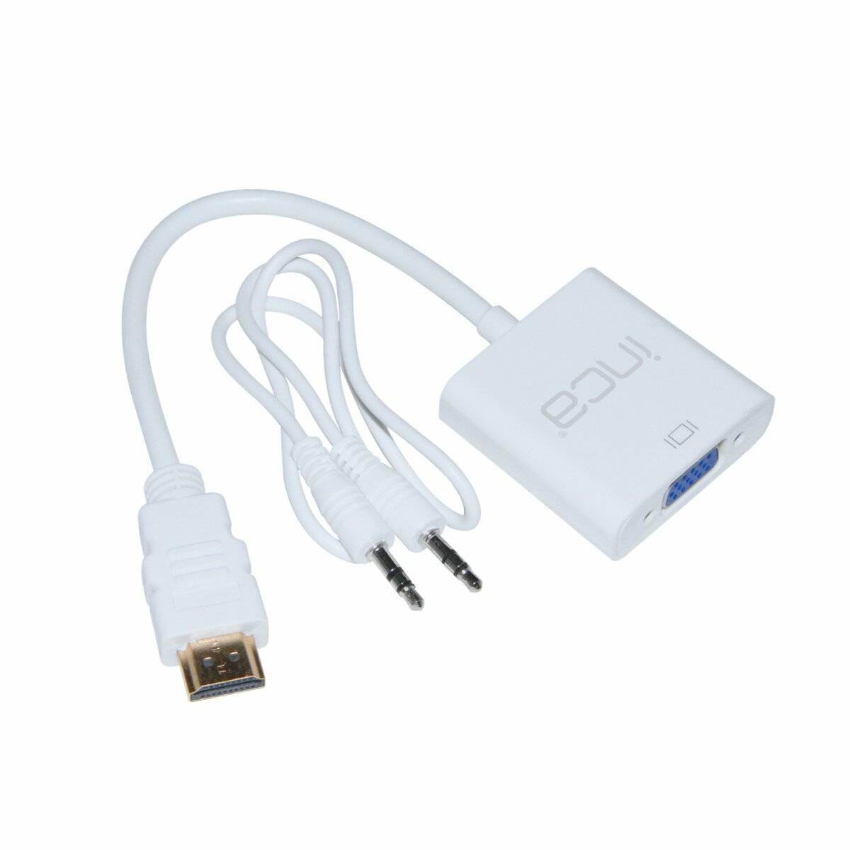 Inca HDMI-auf-VGA-Adapter mit inkludiertem Audiokabel – Weiß-0