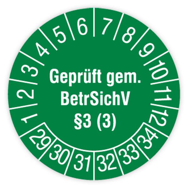 Prüfplakette Leitern und Tritte, gemäß BetrSichV §3(3), 2029, Standardfolie, Ø 30 mm, 108/Heft