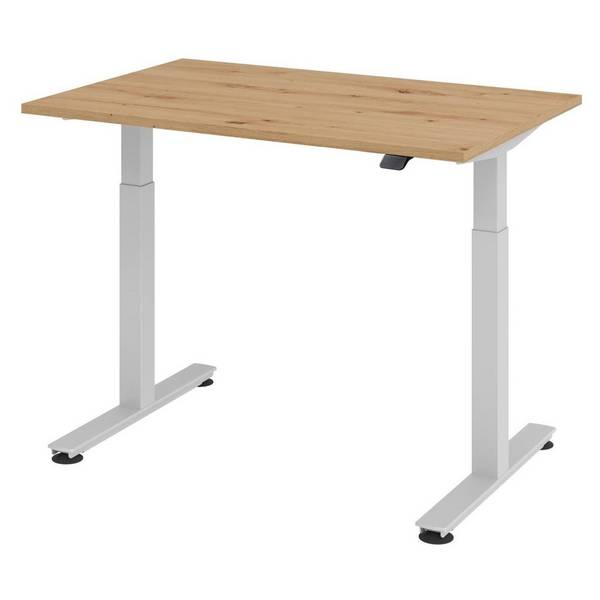 Hammerbacher Sitz-Steh-Tisch Katrin, 120 x 80 cm, Tast-Schalter, verstellbar bis 120 cm, asteiche