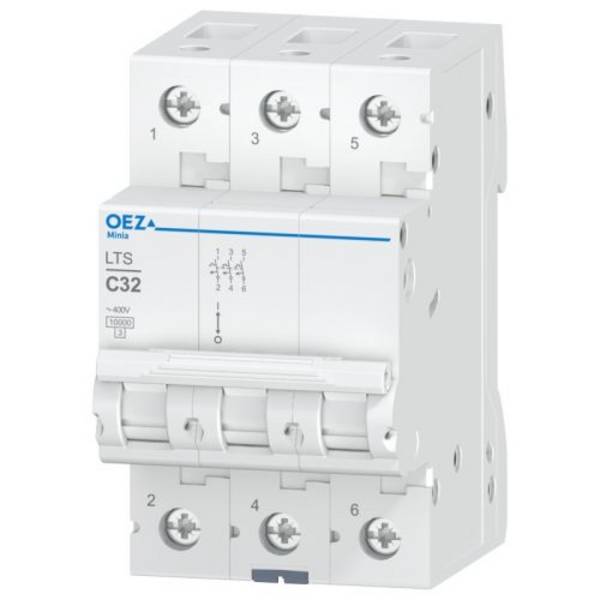 3pol 32A Leitungs-Schutzschalter C-Charakteristik 10kA, AC 230V / DC 60V Niederspannung Automat