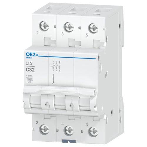 3pol 32A Leitungs-Schutzschalter C-Charakteristik 10kA, AC 230V / DC 60V Niederspannung Automat-0