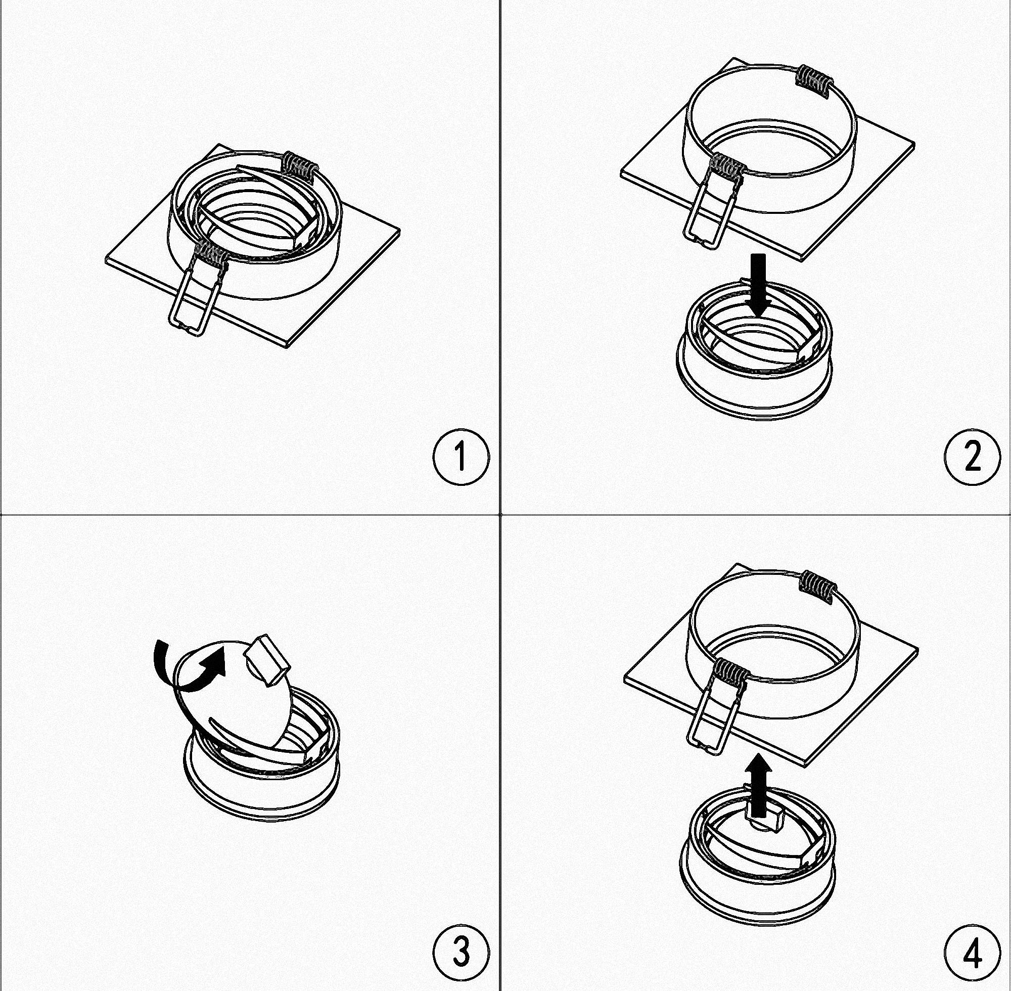 6x Einbaurahmen MR16 SET 80mm inkl MR16 12V Fassung 6711-4