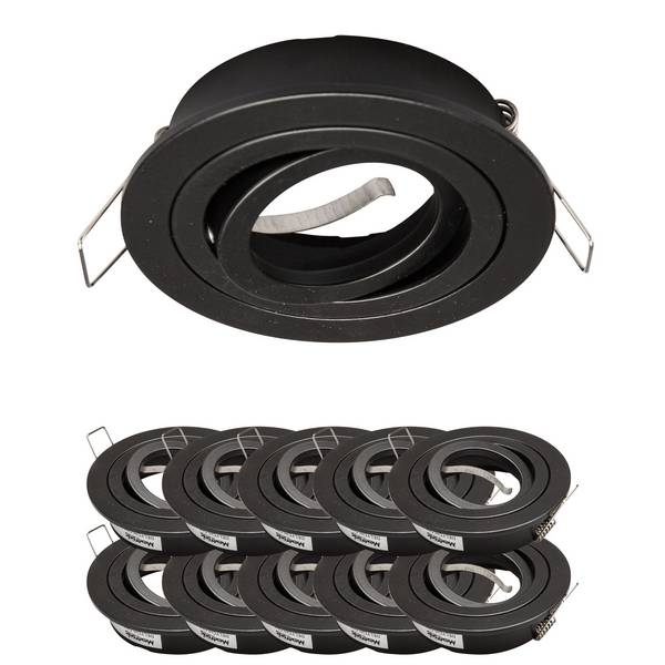 10x Einbaurahmen Mattschwarz 648-MB Ø75 mm für Leuchtmittel GU10 | MR16 IP20