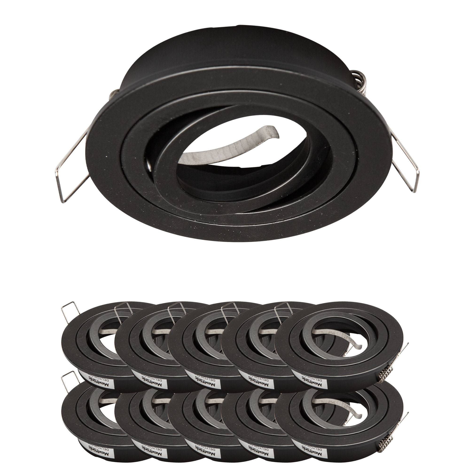10x Einbaurahmen Mattschwarz 648-MB Ø75 mm für Leuchtmittel GU10 | MR16 IP20-0