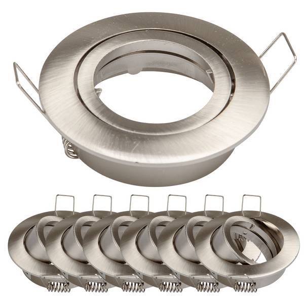 6x Einbaurahmen GU10 SET Satin-Nickel 818-SN Ø65 mm IP20