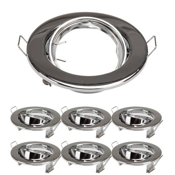 6x Einbaurahmen MR16 SET Chrom-Metall 6101-A-C Ø65 mm IP20