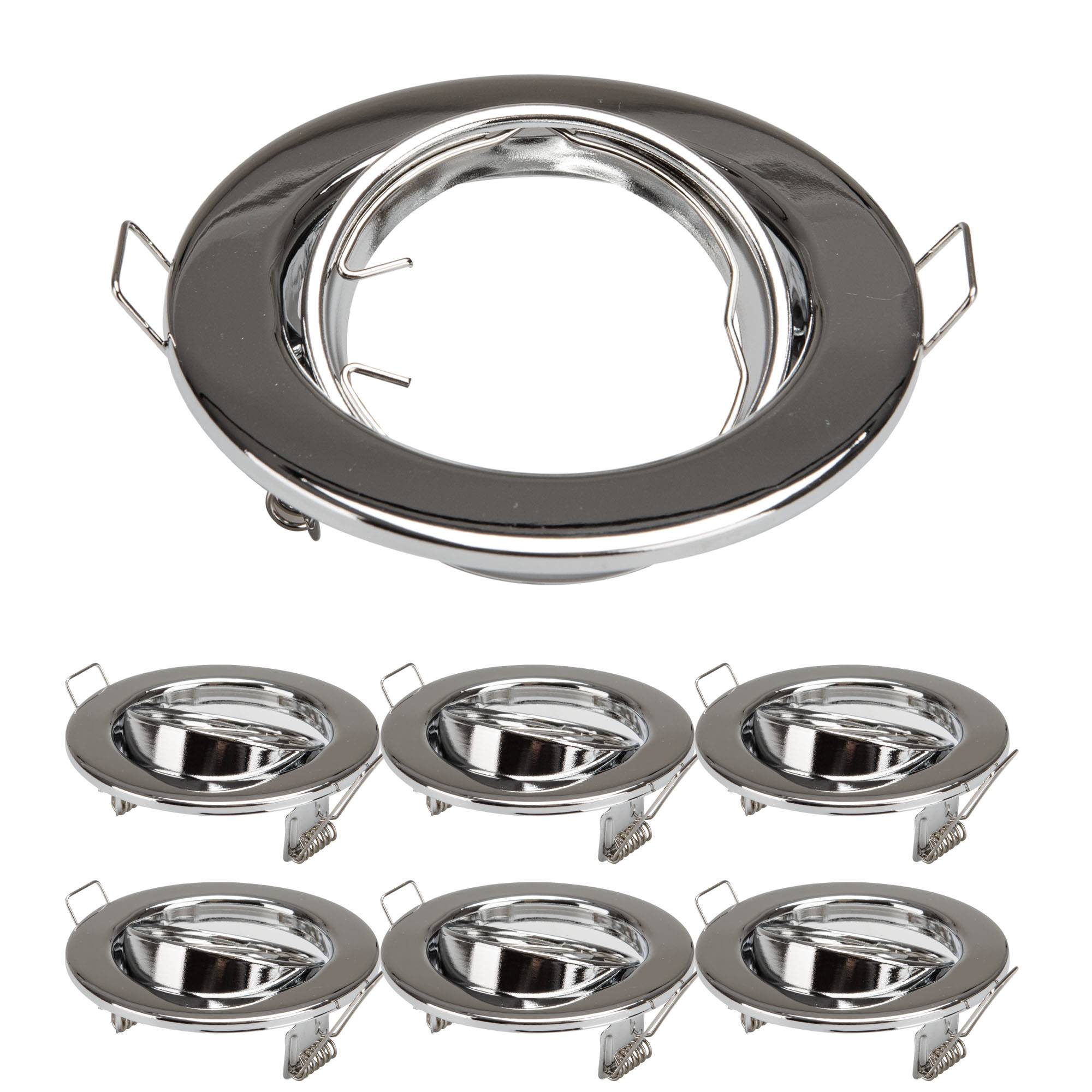 6x Einbaurahmen MR16 SET Chrom-Metall 6101-A-C Ø65 mm IP20-0