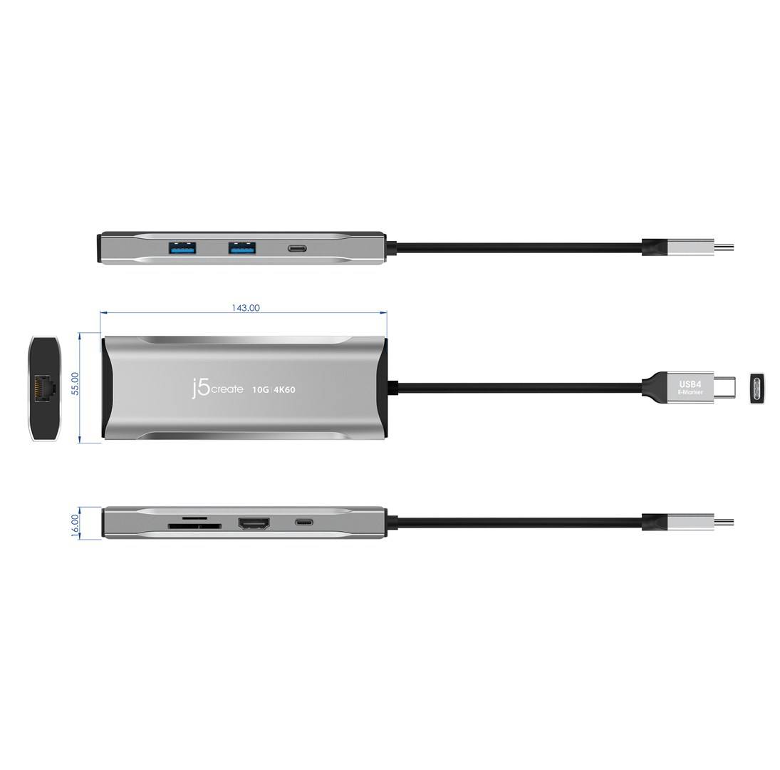 j5create Elite JCD393 - Mini-Dock - USB4 / Thunderbolt 4 - HDMI - 1GbE-5