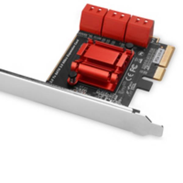 PCES-SA6 PCIe – 6× interne SATA-6G-Ports, ASM1166, mit SP/LP, PCIe, SATA, Männli