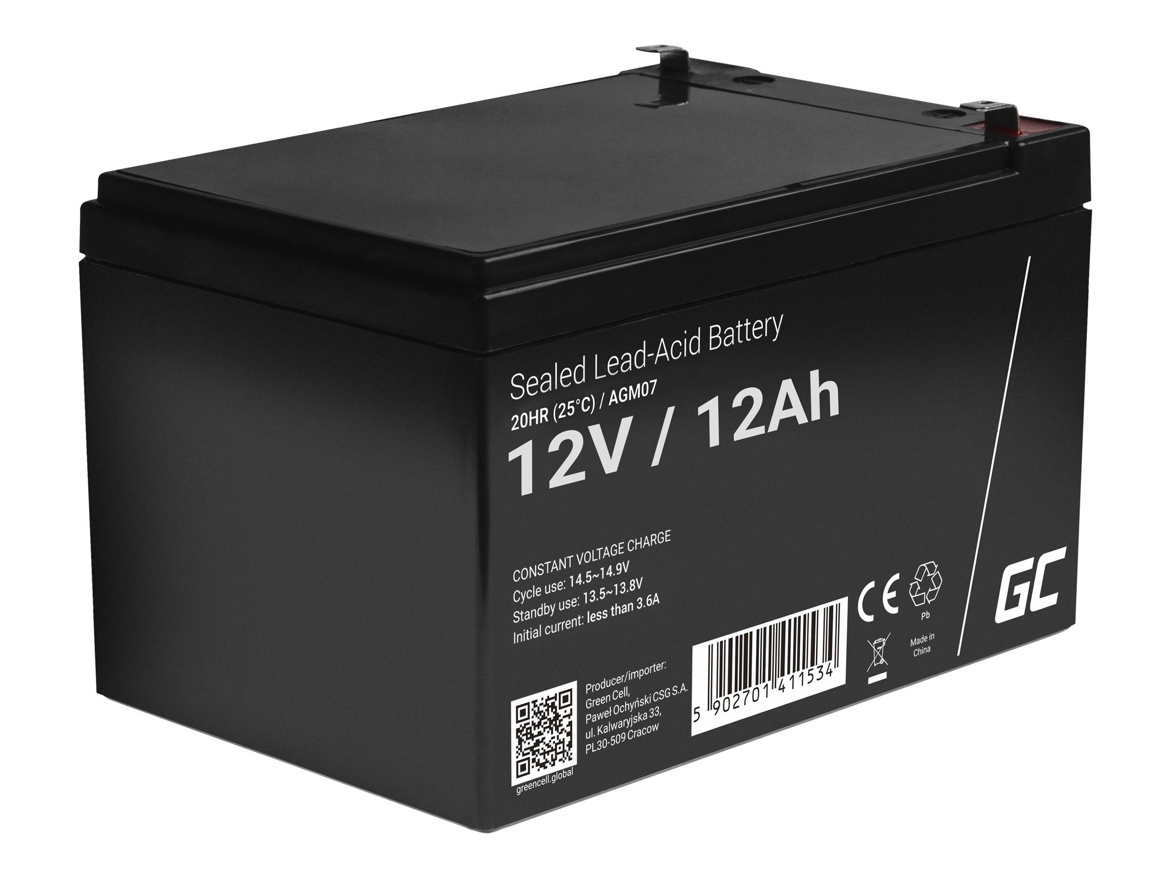 Green Cell AGM07 AGM07 Bleiakku 12 V 12 Ah Blei-Vlies (AGM) (B x H  