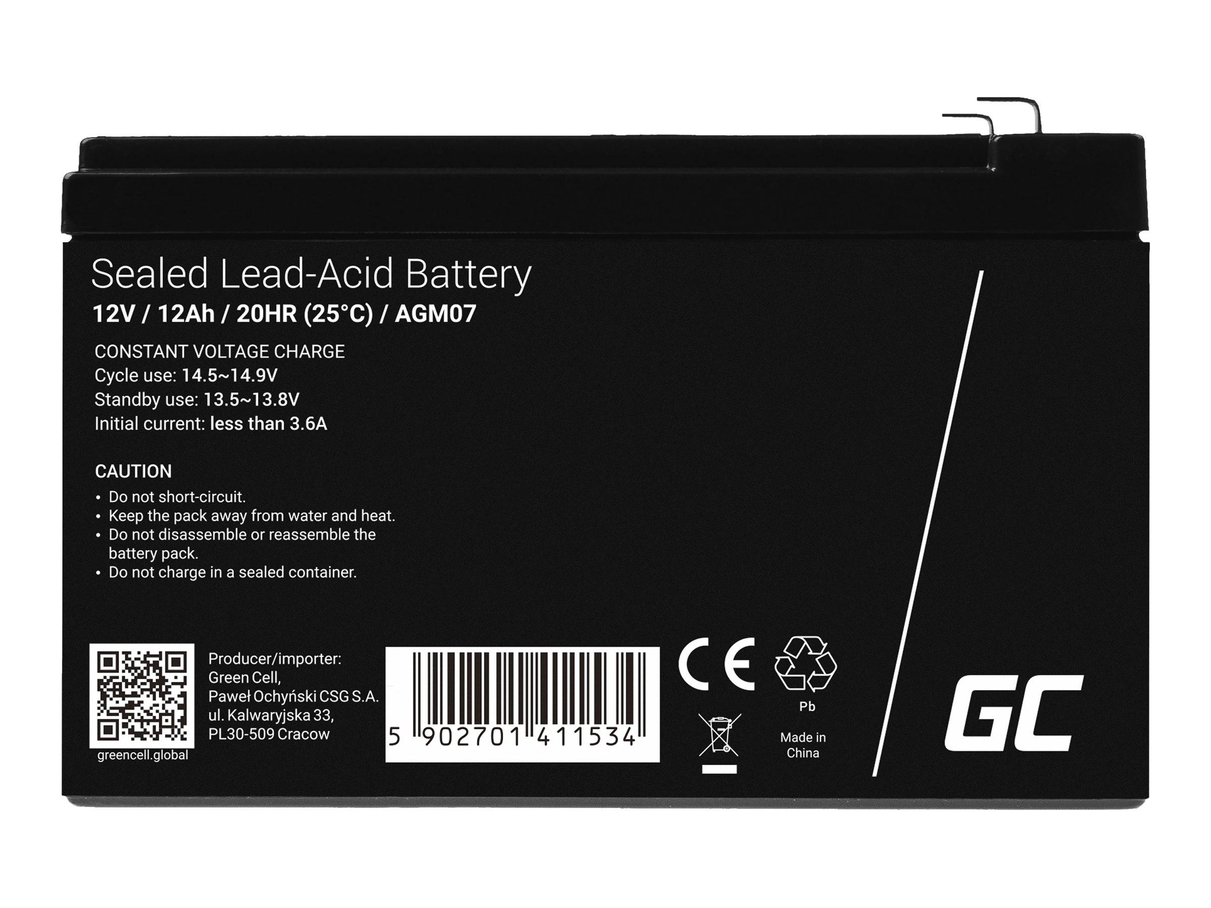 Green Cell AGM07 AGM07 Bleiakku 12 V 12 Ah Blei-Vlies (AGM) (B x H  