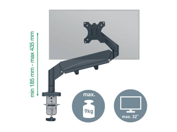 ESSELTE LEITZ - Leitz Ergo - Befestigungskit (spring-assisted single arm) - für LCD-Display - space saving - Metall - Du