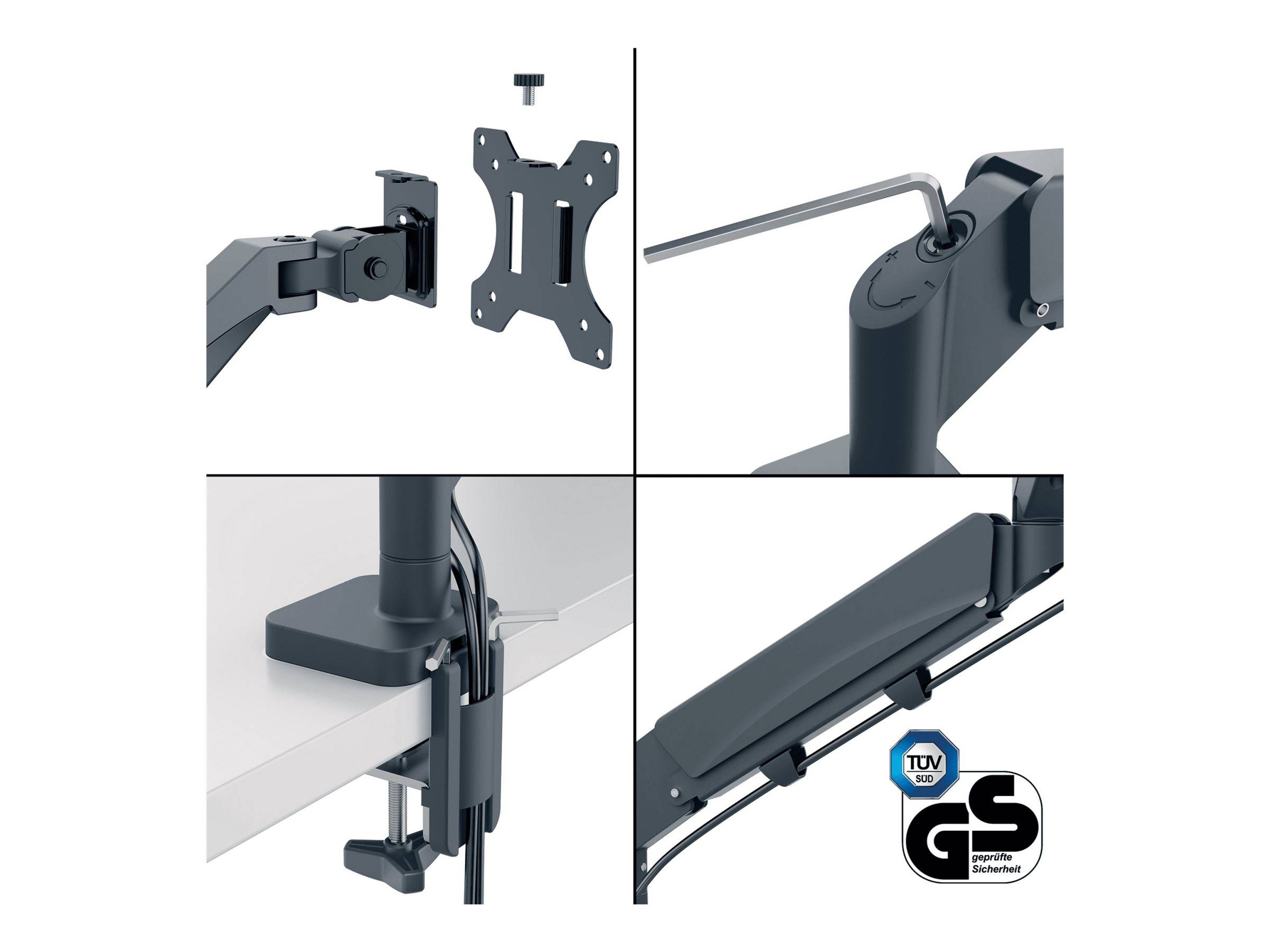 ESSELTE LEITZ - Leitz Ergo - Befestigungskit (spring-assisted single arm) - für LCD-Display - space saving - Metall - Du-2