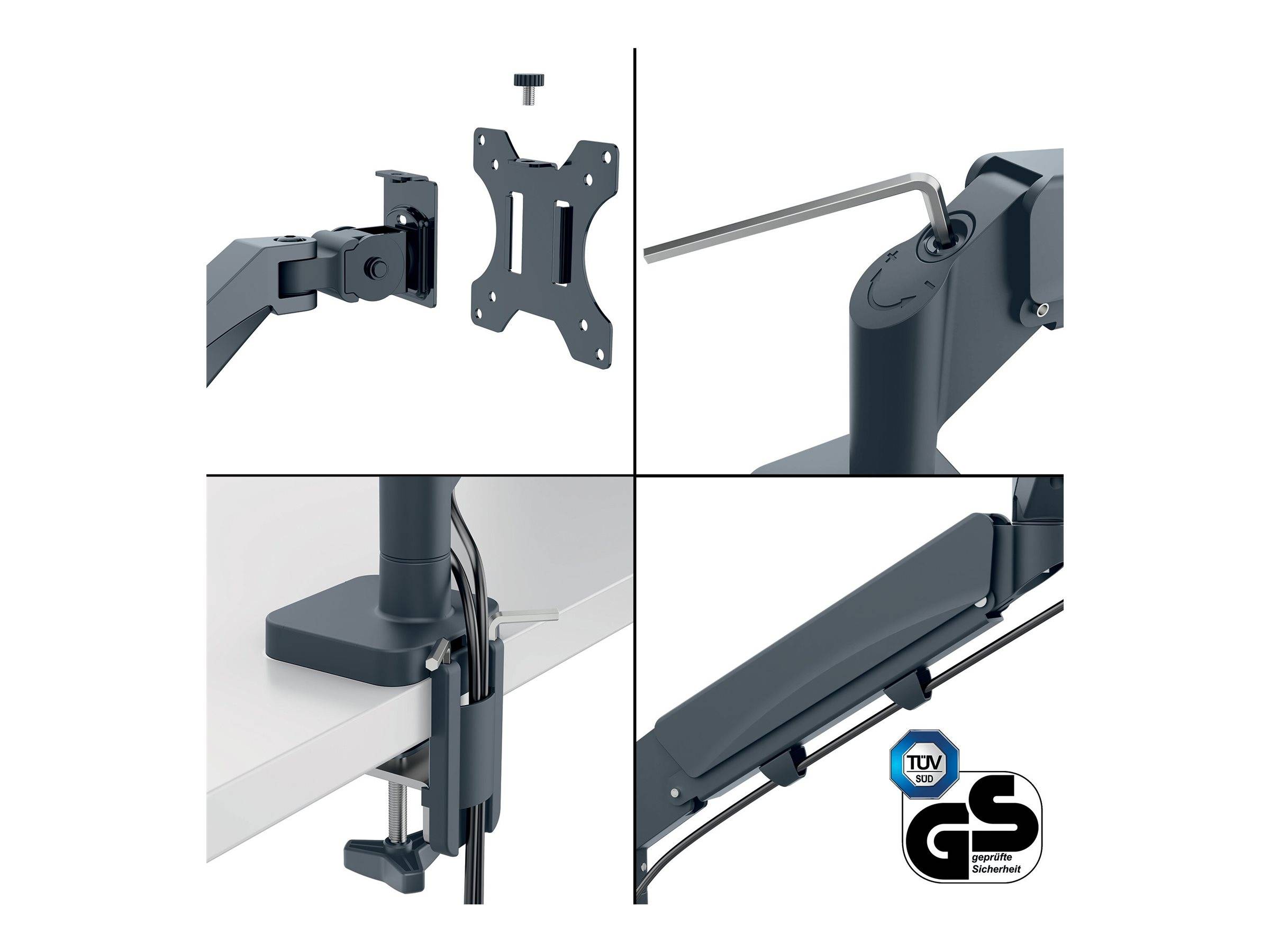 ESSELTE LEITZ - Leitz Ergo - Befestigungskit (spring-assisted single arm) - für LCD-Display - space saving - Metall - Du-4