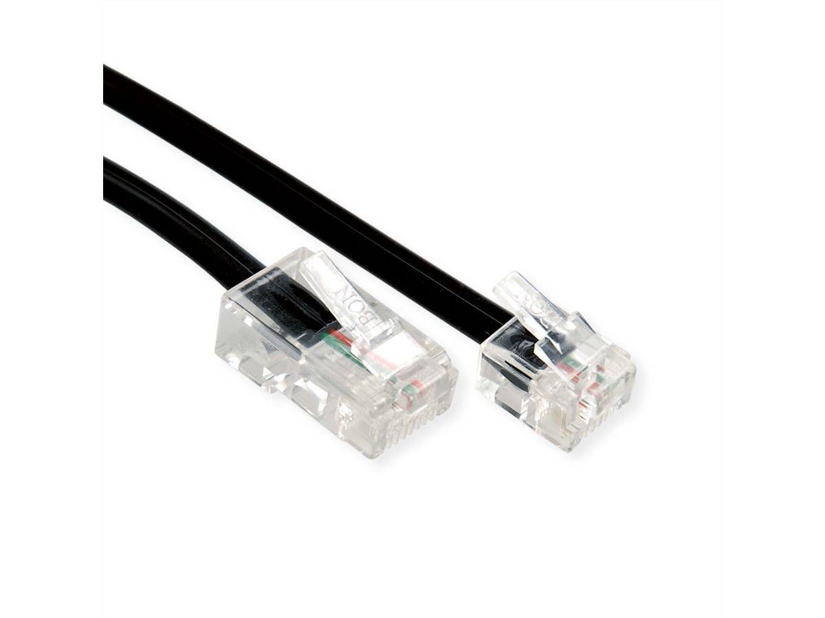 Telefonkabel RJ11 (6P2C) - RJ45 (8P2C), schwarz, 3 m-1