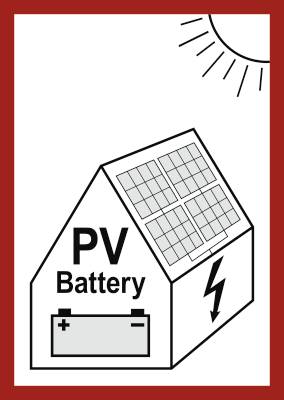 Aufkleber Hinweis auf eine PV-Anlage mit Batteriespeicher, Folie, 105x148 mm-0