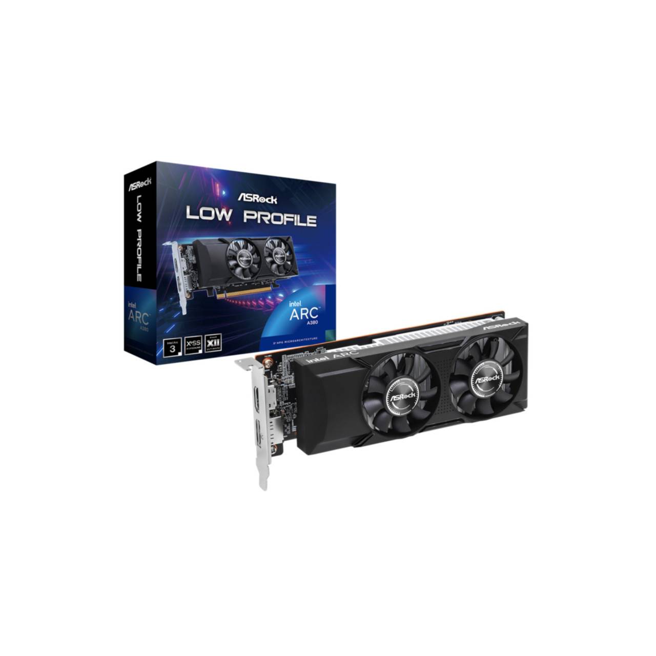 ASRock A380 LP 6G - Arc A380 - 6 GB - GDDR6 - 96 Bit - 7680 x 4320 Pixel - PCI Express x8 4.0-4