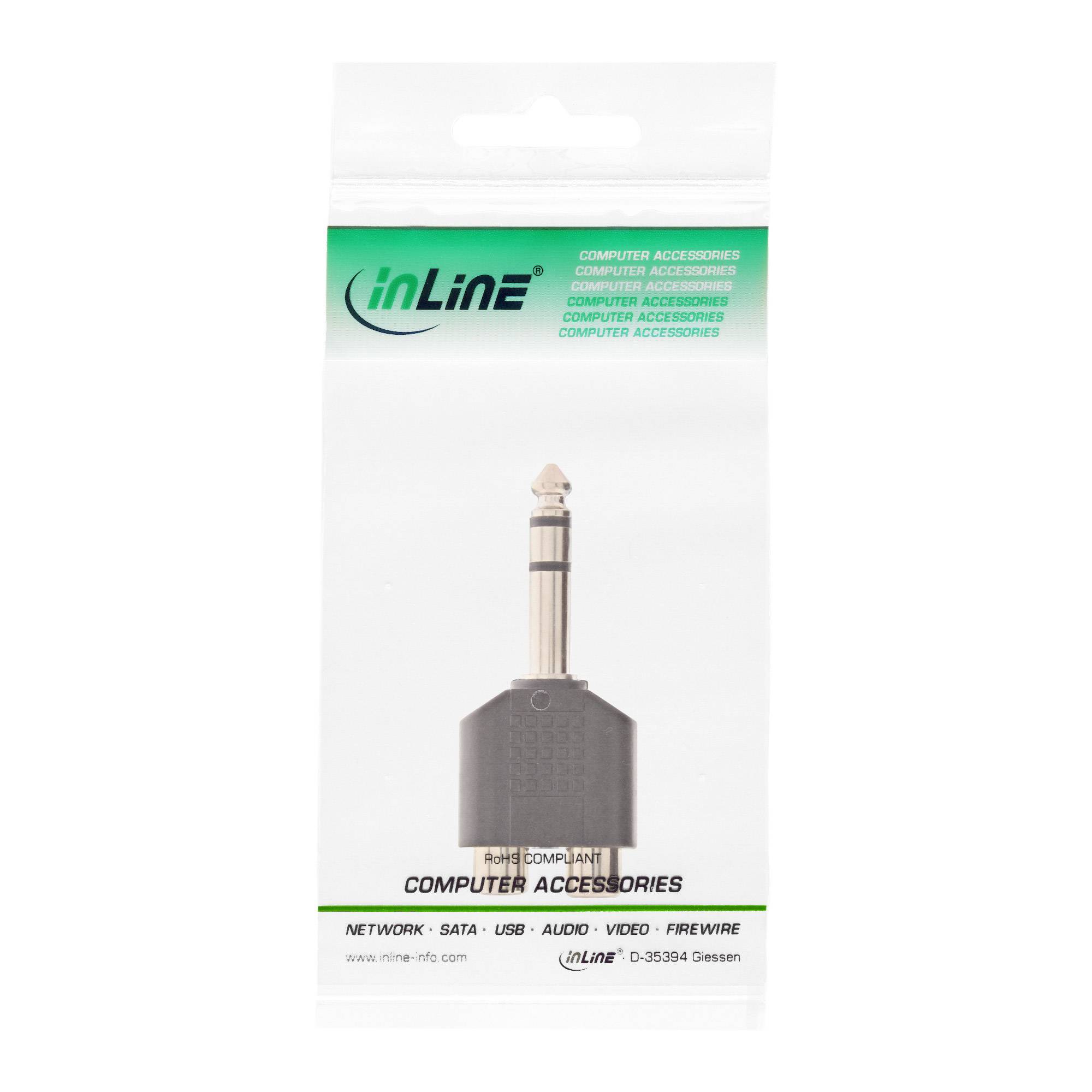 InLine® Audio Adapter, 6,3mm Klinke Stecker auf 2x Cinch Buchse, Stereo-1