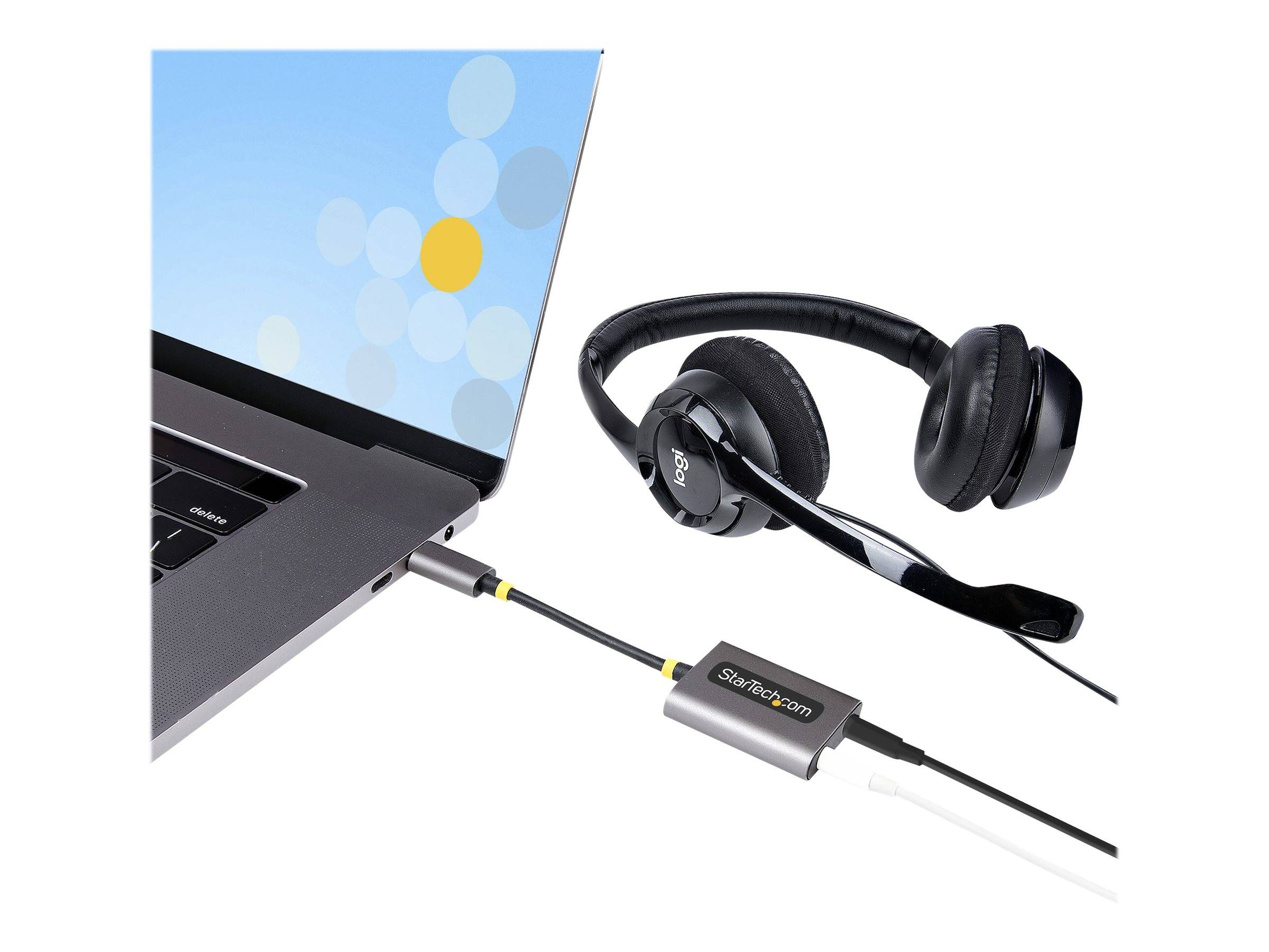 StarTech.com USB-C Headphone Splitter, USB Type C Dual Headset Adapter w/Microphone Input, USB C to 3.5mm Adapter/Earpho-0