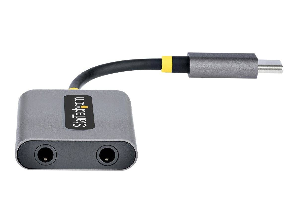 StarTech.com USB-C Headphone Splitter, USB Type C Dual Headset Adapter w/Microphone Input, USB C to 3.5mm Adapter/Earpho-4