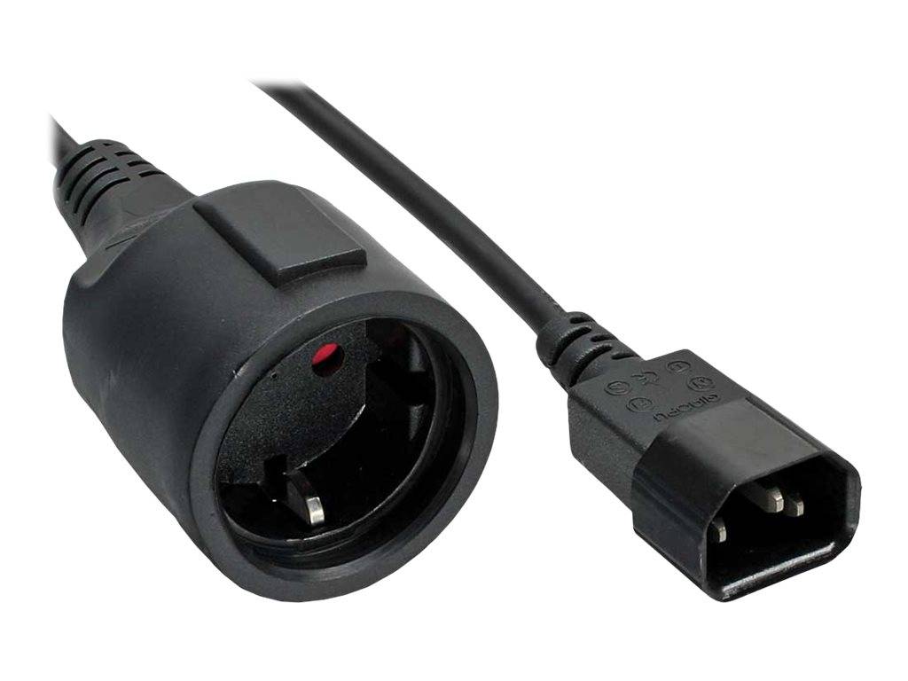 InLine® Netz Adapter Kabel, Kaltgeräte C14 auf Schutzkontakt Buchse, 2m-2