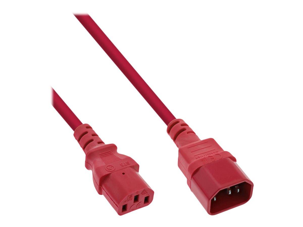 InLine® Kaltgeräteverlängerung, C13 auf C14, rot, 1m-2